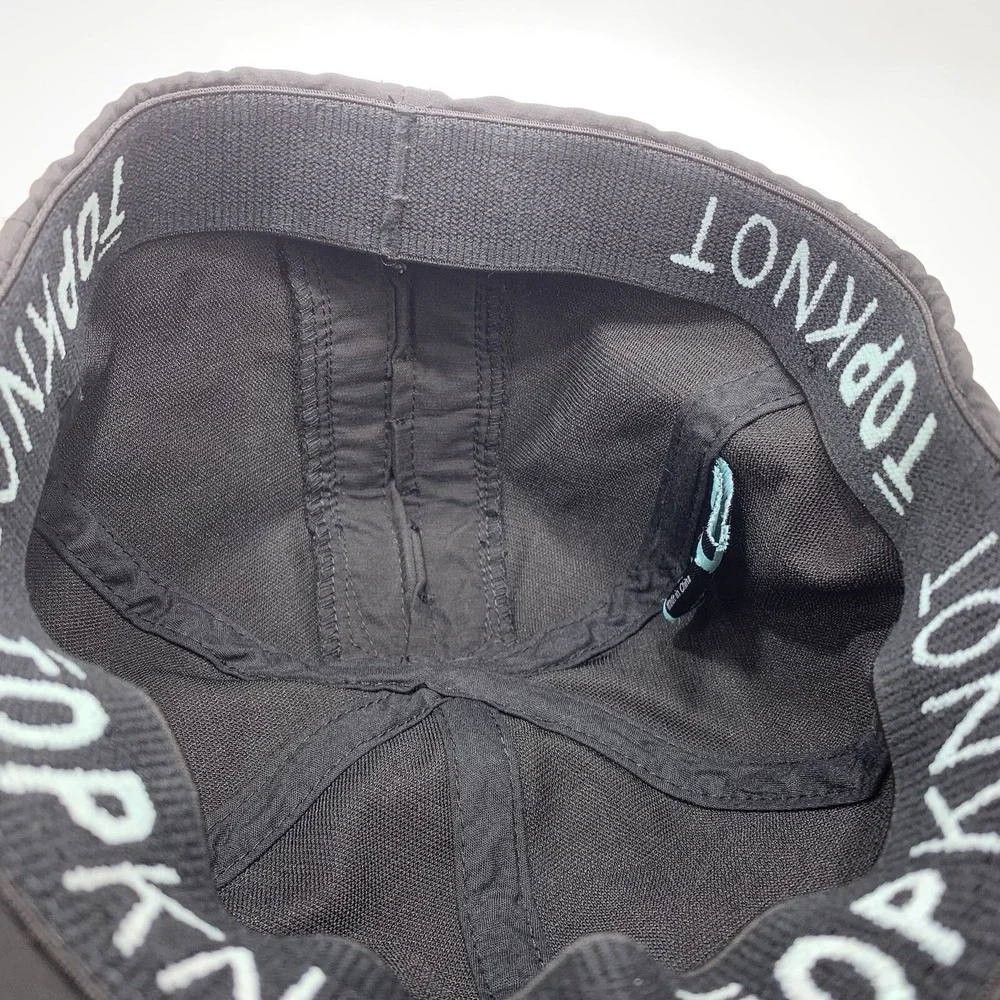 TopKnot Ponytail Hat M/L Black Stretch Fit Magnetic Opening Women's Baseball Cap